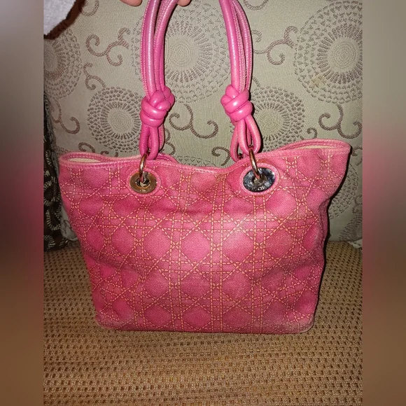 Christian Dior Lady Rare Pink Canvas And Leather Bag - Picture 2 of 8